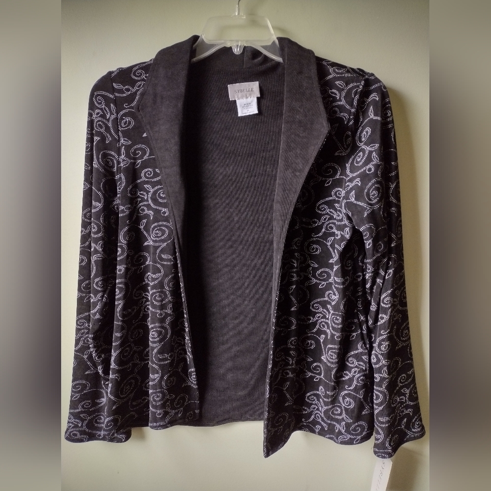 NWT Sybelle Studded Vine Pattern Open Front Cardigan Sweater